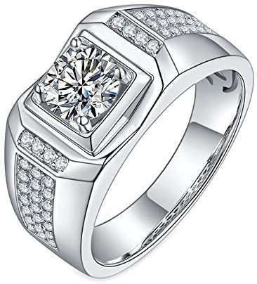 ANAZOZ Pt950 Herren Ring Platin, 1ct Moissanite Solitär Ehering Herren Echtschmuck