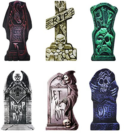 TOYMIS 6 pack Halloween Decorations Yard Signs, Halloween Tombstone 15.7 x 8.7 Halloween Grave Halloween Yard Signs Decorations Halloween Graveyard Decorations for Creepy Sidewalk Scary Theme Party