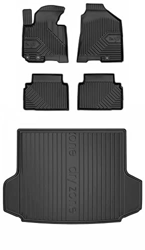 MOTOS Satz Gummifußmatten und Kofferraummatten passend für Hyundai ix35 I 2009-2015 ohne höhenverstellbaren Kofferraumboden Verbessern Sie Ihren Reisekomfort mit Antirutschmatte Auto 3D- Allwetter fuß