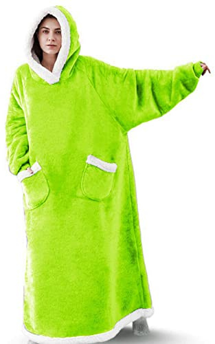TV Decke Kuscheldecke Geschenk Ganzkörperdecke mit Ärmeln Kapuze und Taschen Snuggle Decke zum Anziehen Fleece Sherpa Warme Decken für Erwachsene Frauen Männer Einheitsgröße,#18,L