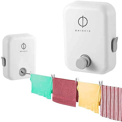 ONISCIA® Séchoir à Linge Mural rétractable de 4,2M, Gain de Place et Robuste - pour l'intérieur et l'extérieur - étendoir Compact et élégant