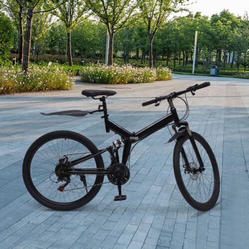 Bicicleta de montaña de 26 Zoll 21 bandas Fahrrrad Klappfahrad MTB Jugendfahrrad suspensión completa bicicletas de montaña plegable adulto disco bicicleta doble freno plegable carga máxima 150 kg