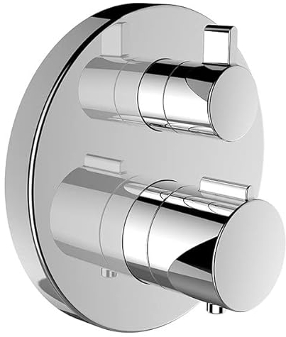 LAUFEN Twintherm Fertigmontageset, Unterputz, 2-Griff-Brausethermostat, 1 Mischwasserabgang, HF905474100000, Farbe: Chrom
