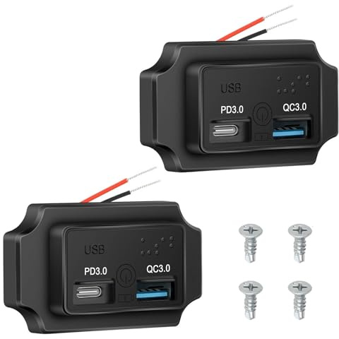 Linkstyle 2 Stück 12V USB Steckdose | 18W QC3.0 & 30W PD3.0 Ladebuchse Panel mit Touch ON/OFF Schalter, KFZ USB Ladegerät für 12V/24V Auto Wohnmobil Boot Motorrad