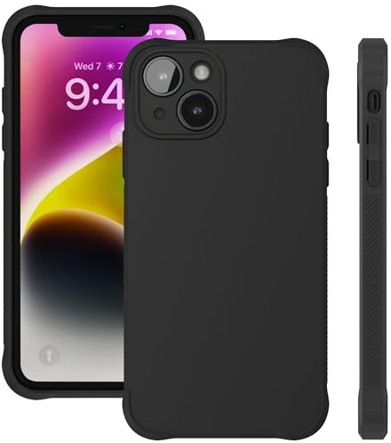 ELEVAVIDA Handyhülle für iPhone 14 schwarz matt mit Kameraschutz und Aufprallschutzkanten - stoßfeste, Kratzfeste Schutzhülle für Apple iPhone 14 Slim case - Anti-Fingerabdruck