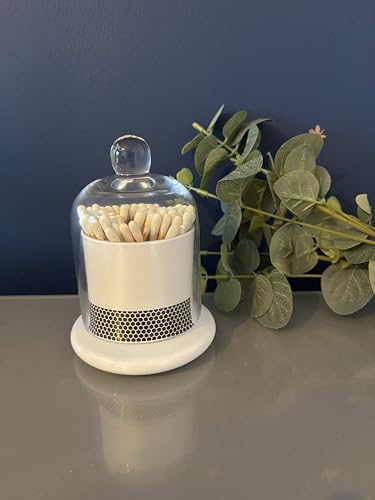 Fiammiferi bianchi in un barattolo di vetro a cupola a campana – Candele Care Home Decor