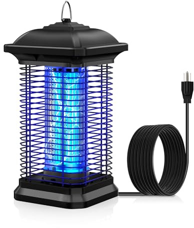 AMUFER Lampe Anti Moustique Intérieur Extérieur, 18W 4400V Tue‑Mouche Électrique, IPX4 Étanche Appareil Piege à Moustique, 100% Amélioration Tueur d'Insectes pour Chambre, Maison, Jardin, Terrasse