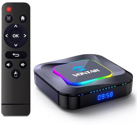 Android TV Box 13.0, VONTAR R3 4GB RAM 128GB ROM RK3528 Quad-Core 64Bit Cortex-A53, Smart TV Box Supports 2.4G/5G Dual-Band Wifi BT 5.0 USB 3.0 LAN Set Top Box,2GB+16GB