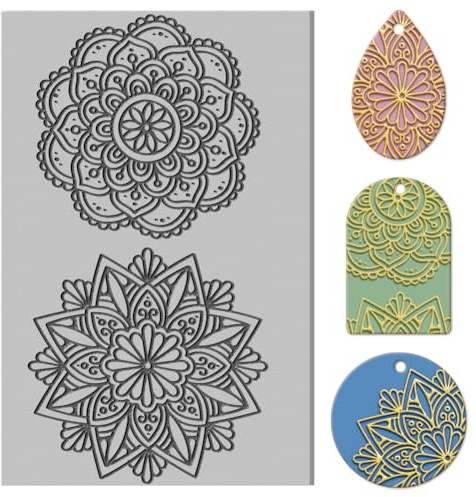 CHGCRAFT Mandala-Ton-Texturmatte, Blumenmuster, Modelliermuster-Pad, Texturblätter für Modelliermasse, Ohrringe, Schmuck, 10,2 x 6,6 cm