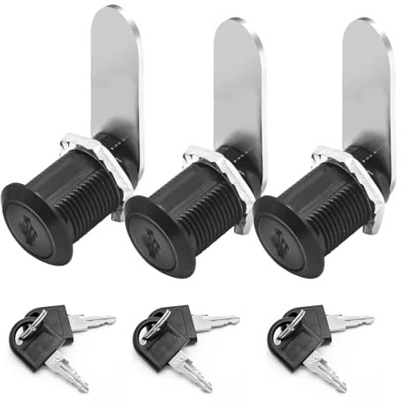 EATAKWARD 3 x Wohnmobil-Aufbewahrungsschlösser, 1,9 cm (3/4 Zoll), Schrankschlösser mit Schlüssel, sichere Akten, Schubladen, Schrank, Nockenschloss, gleichschließend, schwarze Oberfläche,