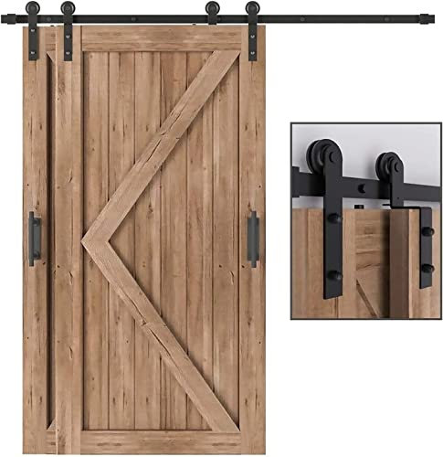 Sliding Door Hardware kit 5ft-13ft Sliding Double Barn Door Hanging Rail Complete Hardware Kit, Single Track, Double Wooden Doors Door Sliding Barn Door Hardware Track Kit (Size : 9.8FT/300CM Single
