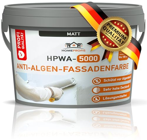 Home Profis® Fassadenfarbe Weiß | Resistent gegen Schimmel & Algen | 100% UV stabil | Sehr gute Deckkraft | Zum Färben & Ausbessern | Profi Qualität | HPWA-5000 (12,5 Liter | Bis 100 m²)
