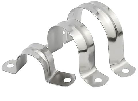 20Pcs M50 Rigid Pipe Strap, 2Inch Stainless Steel Conduit Clamp 2 Holes Cable U Bracket Pipe Clamp for Fixing Pipe or Cable, 0.71 Width
