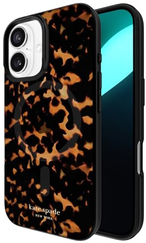 Kate Spade New York iPhone 16 Case - Compatible with MagSafe - Designer Phone Case - Tortoise | Compatible with MagSafe - Lightweight Designer Case for iPhone 16 with Anti-Scratch Coating and Speckled Tortoise Design