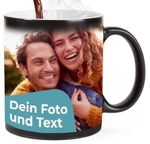 Cimpress Personalisierte Zaubertasse mit eigenem Foto und Text, 325 ml | Magischer Fotobecher mit Farbwechsel-Effekt, liebevolle Geschenkidee für Freunde, Familie oder Kollegen, ideal für Zuhause