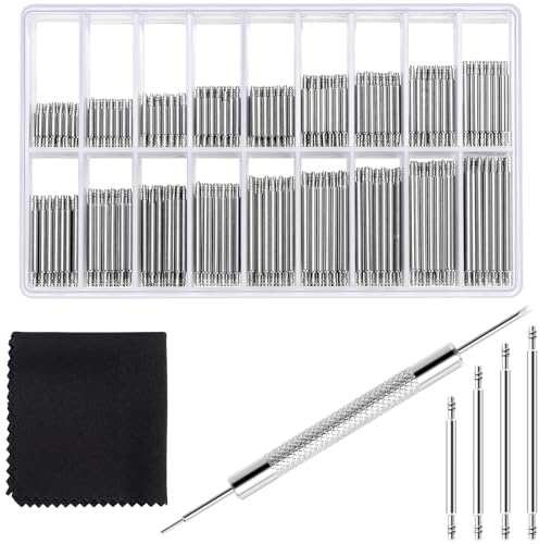 AIQINHU Watch Pins Replacement Kit with Spring Bar Tool, 360 Pcs 8-25 mm Watch Band Link Pins and Watch Link Remover Tool for Watches Repair and Band Adjustment Replacement