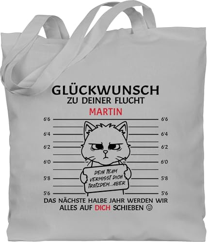 Geschenk mit Namen personalisiert by Shirtracer - Baumwolltasche - Geschenk zum Abschied Kollegen Glückwunsch zu deiner Flucht Abschiedsgeschenk Kollegin mit Name I Abschied Kollege Jobwechsel