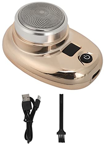 QANYEGN Mini tondeuse à barbe électrique, tondeuse à barbe rechargeable USB, tondeuse à barbe électrique pour les voyages, usage domestique (Or)