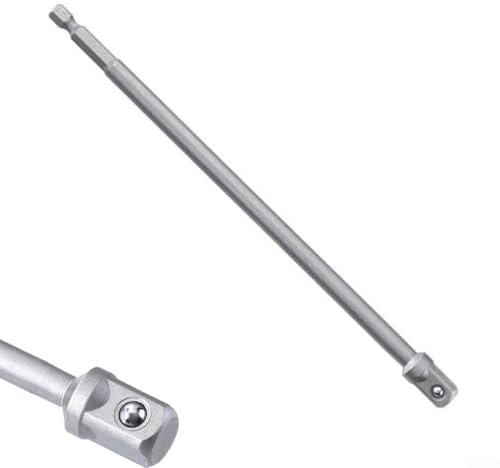 Feegow Socket Adapter Set, 200mm Wrench Socket Extension Bar 1/4, Hex Shank to Square Socket Extension Drill Bit Set 1/4 3/8 1/2(9.5mm)