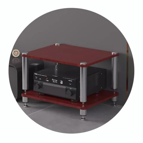 AV-Regal mit stoßdämpfenden Füßen – HIFI-Ständer für Audio-Video-Komponenten, 2/3/4-Ebenen, HiFi-Rack, Plattenspieler-Ständer und SchrankGröße: 60 x 48 x 40 cm, 2 Ebenen, Farbe: Rood)