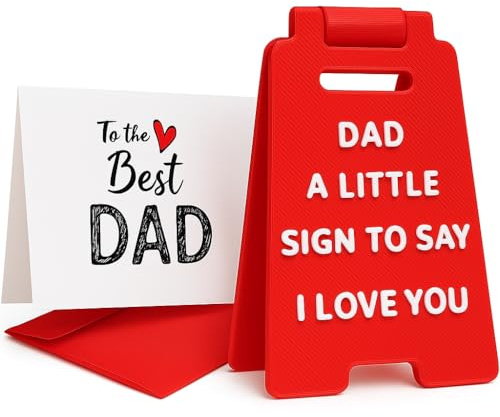 I Love You Dad Mini Sign – Thoughtful Gift from Daughter, Son or Kids – Sentimental Desk Decor with Card & Envelope – Birthday, Christmas or Everyday Appreciation Gift for Dad