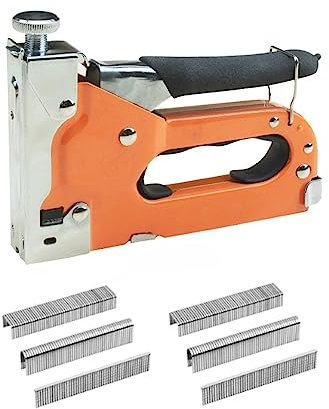 Elektrotacker, 3-in-1-Tackerpistole mit 600 Heftklammern, manuelle Brad-Nagler-Leistungsanpassung, Tackerpistole for Holz, Handwerk, Zimmerei, Dekoration, Heimwerken für Holz, Folie, Stoff, Möbel(B)