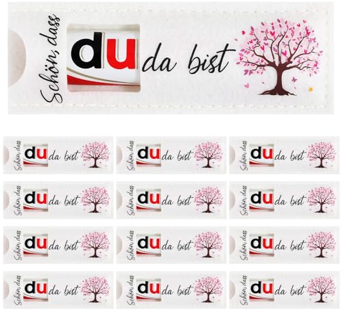 BOFUNX 24pcs Schön dass du da bist Gastgeschenke Hochzeit Lebensbaum Muster Hülle Filz Geschenk Gastgeschenk für Hochzeit Geburtstag Abschluss Kommunion Konfirmation Tauf