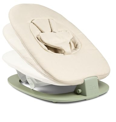 Ziza Babywippe für Neugeborene Olive/Beige - Wippe für Babys bis zu 9 kg, Geeignet zur Fixierung am Hochstuhl, Montage-Set inklusive, Sicherer Halt mit 5-Punkt-Gurt
