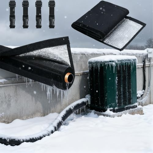 3 Layers HVAC Copper Ac Line Cover Protector, Ac Pipe Insulation Insulation Sleeve,600D Oxford Cloth 72x10.2 Inch Air Conditioner Line Insulation Sleeve for Central Air Conditioning Mini Splits