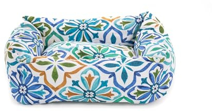 Record - Niche pour Chiens et Chats ioniens en Coton, Couleur Bleu Clair, 60 x 45 x 15 h cm. Lit rembourré pour Animaux à séchage Rapide, Doux et Confortable. Coussin rectangulaire pour Chiens et