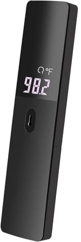 Schwarzes berührungsloses Infrarot-Stirnthermometer, suitable for all age groups from infants to adults, provides accurate instant readings, features an LCD display, fever alarm, memory function.