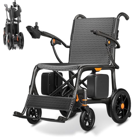 209 Carbon Elektrorollstuhl Ultraleicht, 45 km Reichweite Elektrischer Rollstuhl, Carbon-Rahmen Klappbar Elektrische Rollstühle, Leichtester E-Rollstuhl mit 130kg Tragkraft