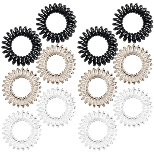12 Pack Spiral Hair Coils – Gentle, No-Crease Hair Ties for Women | Tangle-Free, Waterproof, and Secure Hold for All Hair Types