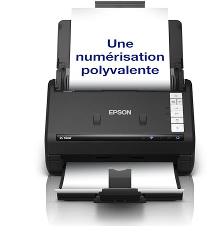 Epson WorkForce ES-550W Scanner documentale wireless | 45 ppm / 90 ipm | Alimentatore automatico di documenti da 100 fogli | A colori | Connettività USB | Fino al formato A4