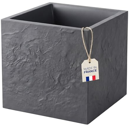 BigDean Blumenkübel Doppelwandig 50x50x50 cm Sehr Stabil Made in Europe | Steinoptik Extrem Robust für Innen und Außen, Wetterfest & Frostbeständig