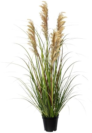 CREATIV green Künstliches Ziergras Rispenhirse 92 cm grün im Topf – realistisches Hirsegras Schilfgras als Zimmerpflanze für Wohnzimmer, Büro und Flur