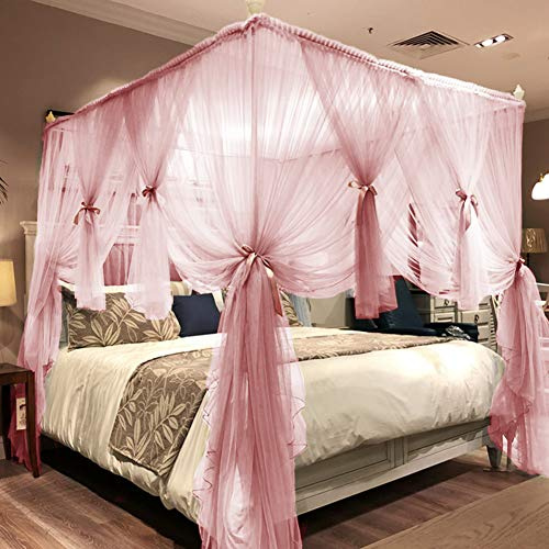 Joyreap Betthimmel-Vorhang mit 4 Ecken, für Mädchen und Erwachsene, königliches, luxuriöses, gemütliches Fallnetz, Dekorationszubehör (86 tum Bx78 tum L, Kingsize)