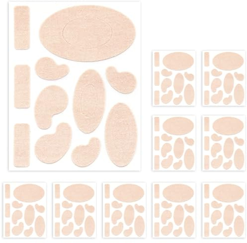Moleskin Adhesive Pads for Feet - Blister Prevention Padding - 110 Pieces - 10 Sheets of 11 Shapes(110 Pieces Total)