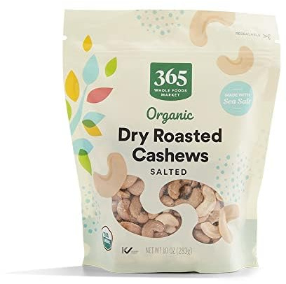 365 by Whole Foods Market, Organic Dry Roasted & Salted Cashews, 10 Ounce