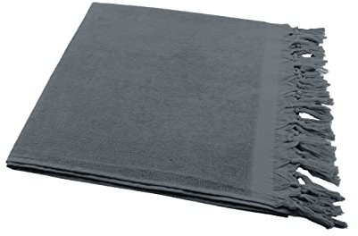 my Hamam, Frottee 2in1 Badetuch, Saunatuch, Strandtuch Hamamtuch, anthrazit, Pestemal mit Fransen, ca. 90x180 cm saugfähig und praktisch
