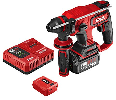 Skil PWRCore 20 Brushless 20V 7/8 Rotary Hammer Kit, Includes 5.0Ah Battery, PWRJump Charger and PWRAssit USB Adapter - RH1704-1A