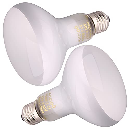 AIICIOO Reptilien Heizung Lampe Birne-Basking Wärme Licht Birne Infrarot Tageslicht Basking Spot Lampe für Eidechsen Bartagame Schildkröte Snack 100W 2 Pack weiß