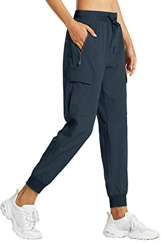 Libin Pantalones Trekking Mujer Pantalón de Cargo Joggers Ligero Secado Rápido Senderismo Pantalones de Montaña Deportivos Entrenamien Casual al Aire Libre, Azul Marino XL