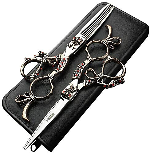 Haarschneidescheren-Set, professionell, japanisch, 440C, Effilierschere, für Friseur/Fellpfleger/Heimgebrauch, 15,2 cm, 2 Stück
