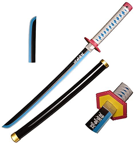 Skyward Blade Madera Cosplay Anime Spada, Tomioka Giyuu Samurai Spada, Juguetes para niños, Fan de los Anime, The Special Cuchillo of Demon Slayer Azul Cuchillo Katana
