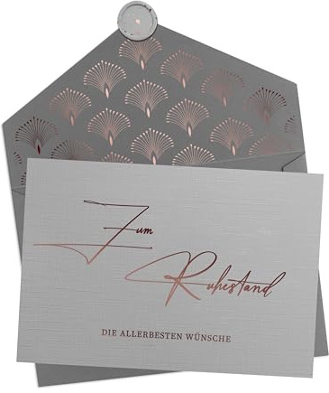 Joli Coon Premium Karte zum Ruhestand mit Kuvert und Wachssiegel | 350g strukturiertes Designerpapier, Roségoldveredelung, für Kolleginnen und Kollegen, für persönliche Abschiedsworte