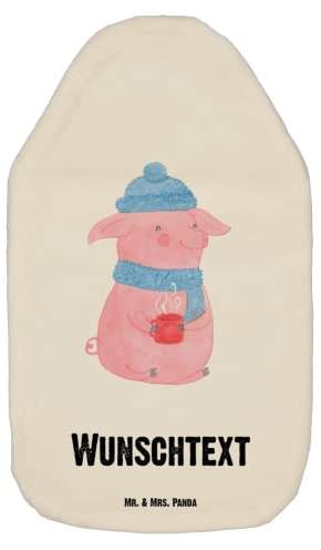 Mr. & Mrs. Panda Personalisierte Wärmflasche Schwein Glühwein - Weiß