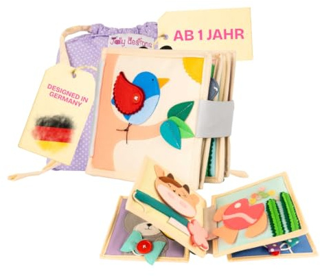 Jolly Designs – Mini Quiet Book Magischer Vogel – Montessori Spielzeug ab 18 Monaten – Motorik & Kreativität fördern – Busy Book aus Filz – Handgefertigtes Filzbuch – Perfekt für unterwegs & Reisen
