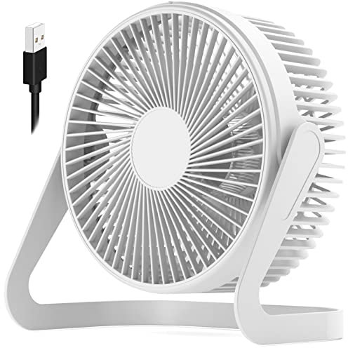 Piccolo ventilatore da tavolo USB da 15,2 cm, 2 velocità, forte flusso d'aria, funzionamento silenzioso, con rotazione a 360°, ventilatore da tavolo portatile per casa, ufficio, camera da letto