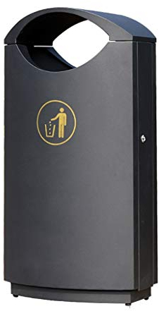 UPJAKS Poubelle Cuisine Trash Can Moderne Garbage Can Steel Recycling Bin Tri Container Organisateur extérieur Noir Blanc Corbeille à Papier (Color : Svart)